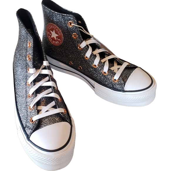 Converse CTAS Lift Hi Metallic Glitter Platform Sneaker - Picture 4 of 7